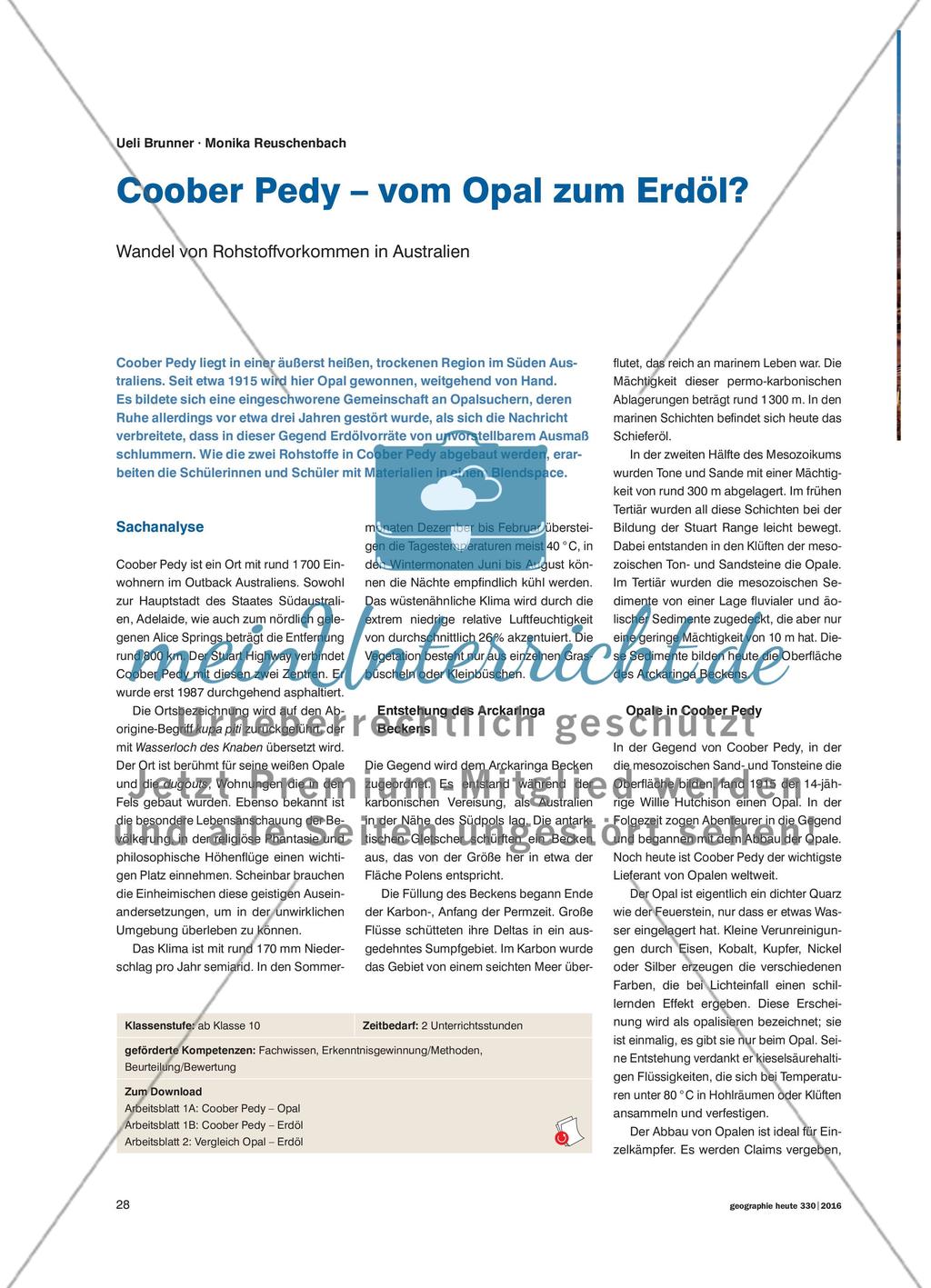 Coober Pedy – vom Opal zum Erdöl?: Wandel von Rohstoffvorkommen in Australien Preview 1