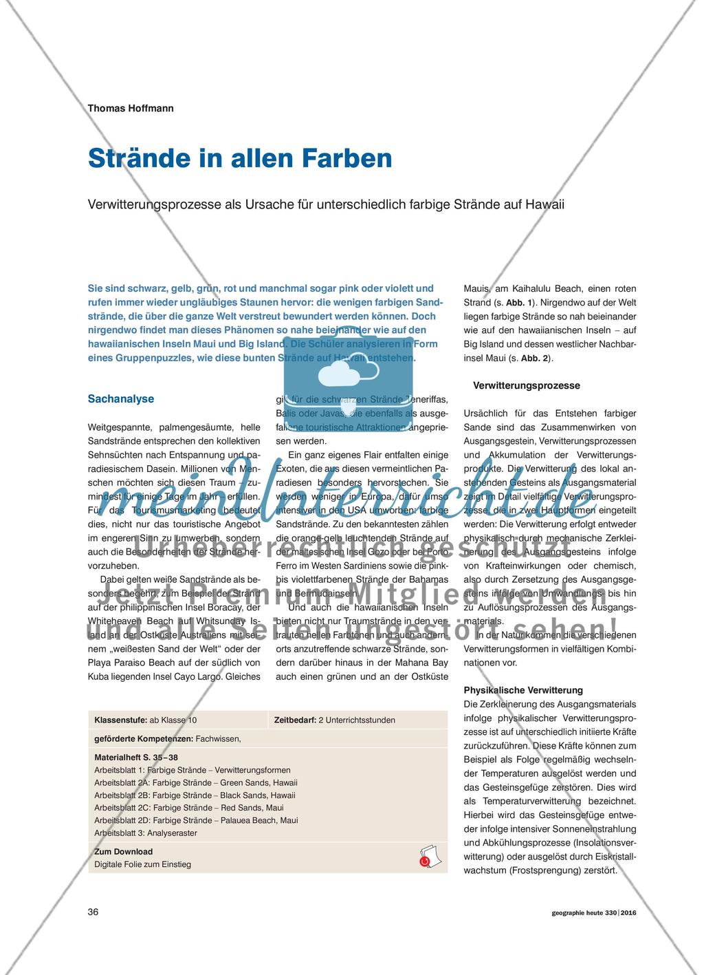 Strände in allen Farben - Verwitterungsprozesse als Ursache für unterschiedlich farbige Strände auf Hawaii Preview 1