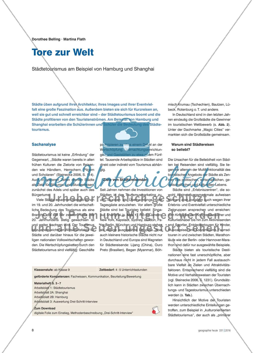 Tore zur Welt - Städtetourismus am Beispiel von Hamburg und Shanghai Preview 1