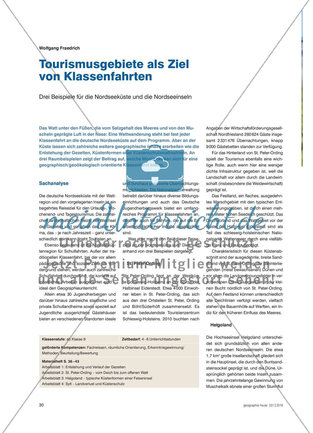 Tourismusgebiete als Ziel von Klassenfahrten - Drei Beispiele für die Nordseeküste und die Nordseeinseln Preview 1