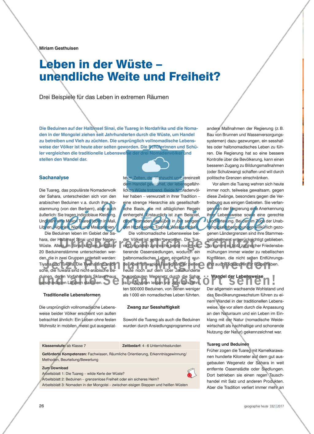 Leben in der Wüste – unendliche Weite und Freiheit?: Drei Beispiele für das Leben in extremen Räumen Preview 1