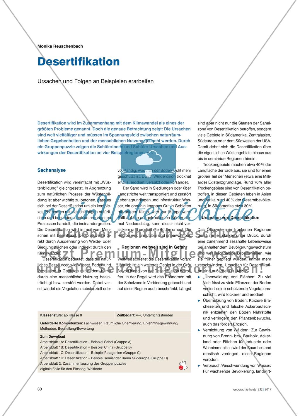 Desertifikation - Ursachen und Folgen an Beispielen erarbeiten Preview 1