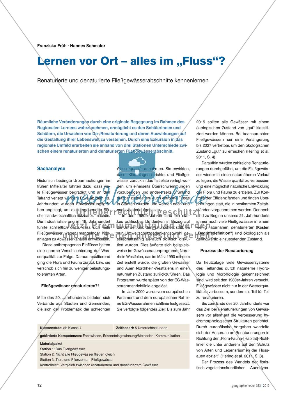 Lernen vor Ort – alles im „Fluss“?: Renaturierte und denaturierte Fließgewässerabschnitte kennenlernen Preview 1