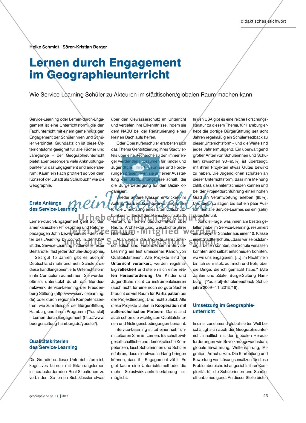 Lernen durch Engagement im Geographieunterricht Preview 1