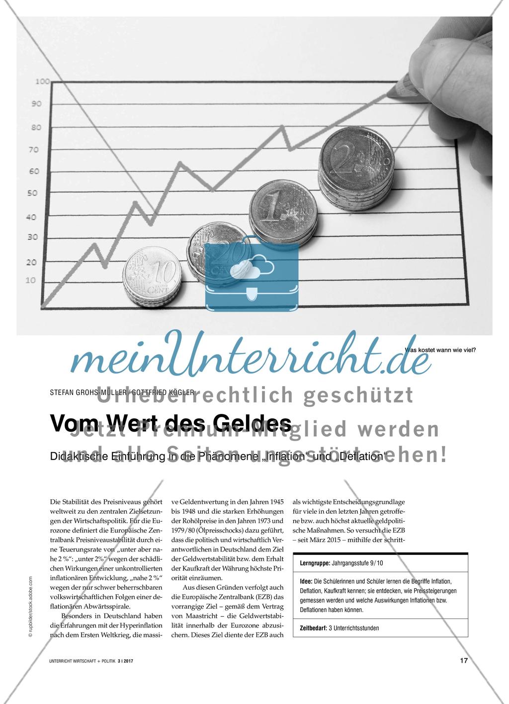 Vom Wert des Geldes - Didaktische Einführung in die Phänomene „Inflation“ und „Deflation“ Preview 1