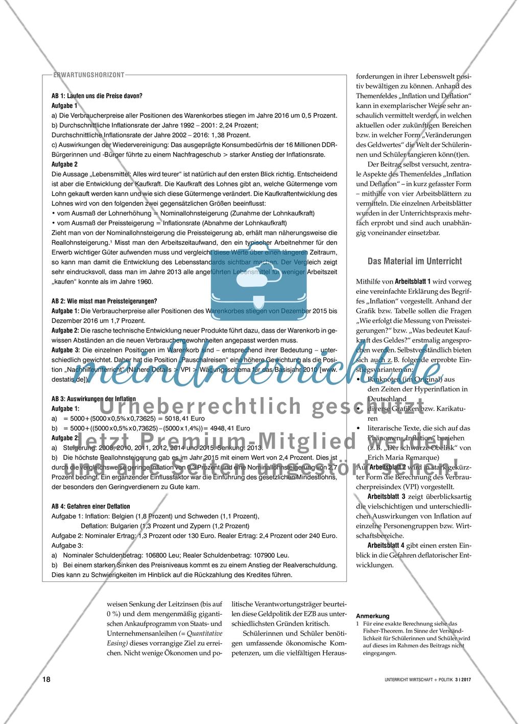 Vom Wert des Geldes - Didaktische Einführung in die Phänomene „Inflation“ und „Deflation“ Preview 2