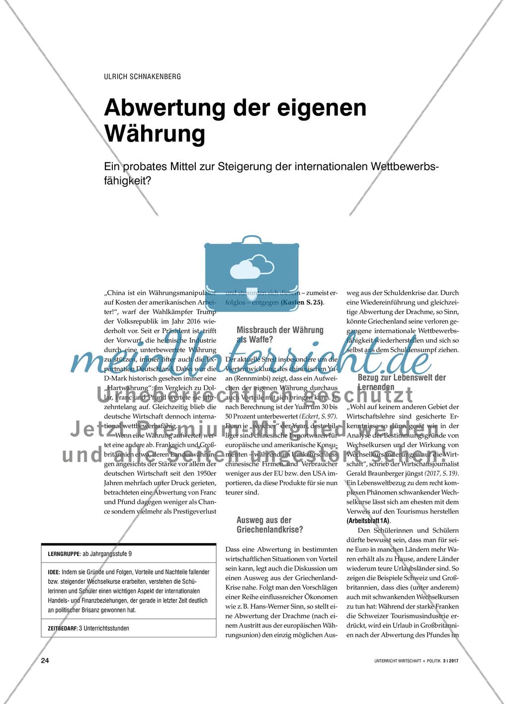 Abwertung der eigenen Währung - Ein probates Mittel zur Steigerung der internationalen Wettbewerbsfähigkeit? Preview 1
