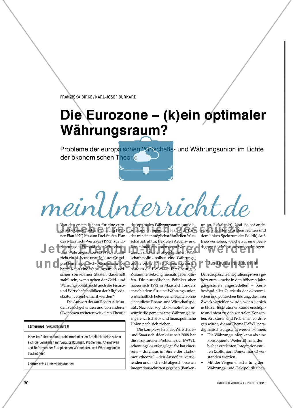 Die Eurozone – (k)ein optimaler Währungsraum? Preview 1