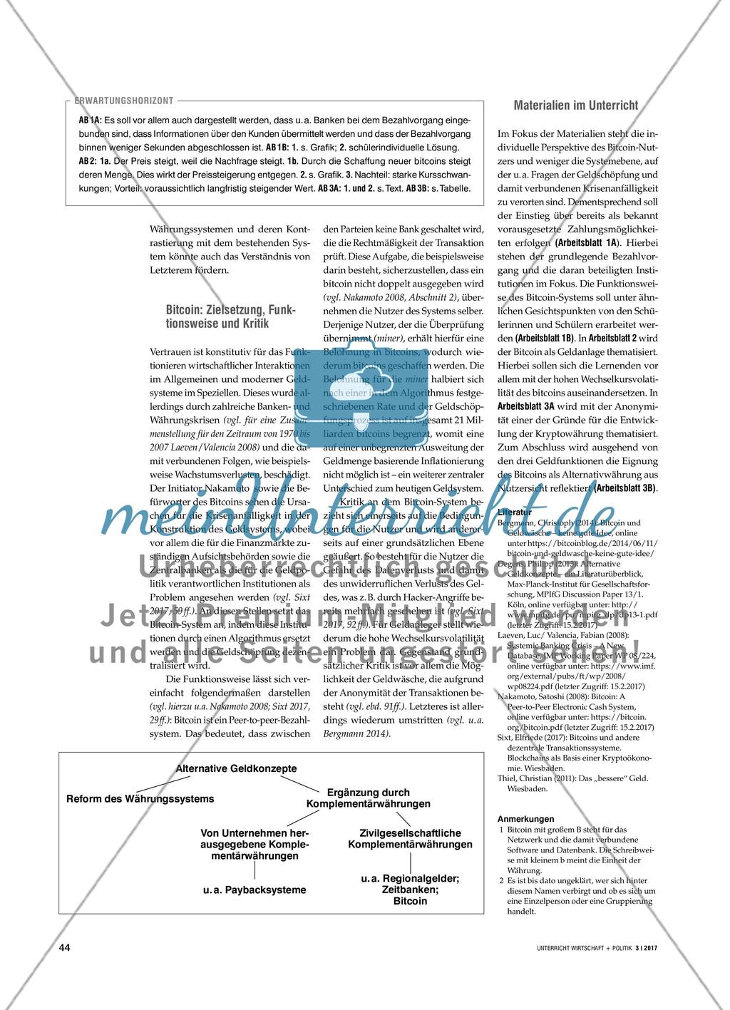 Bitcoin – eine Währungsalternative?: Bitcoin aus der Verbraucherperspektive im Wirtschaftsunterricht Preview 2