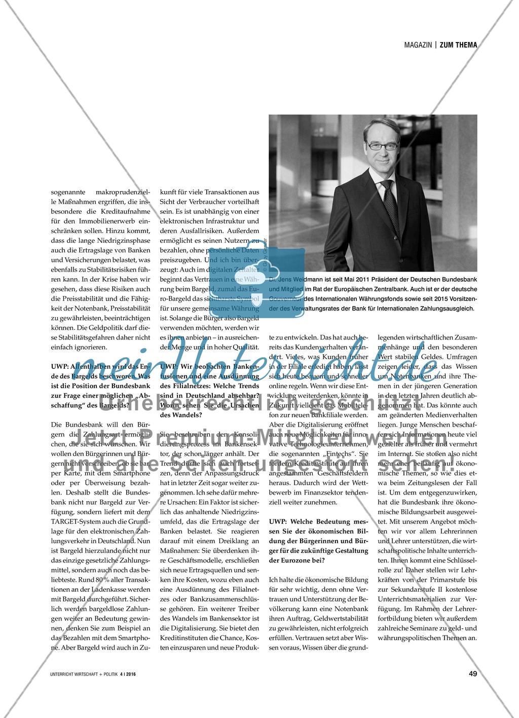 „Ohne Vertrauen kann eine Notenbank ihren Auftrag nicht erfüllen.“ - Interview mit Bundesbankpräsident Dr. Jens Weidmann Preview 2