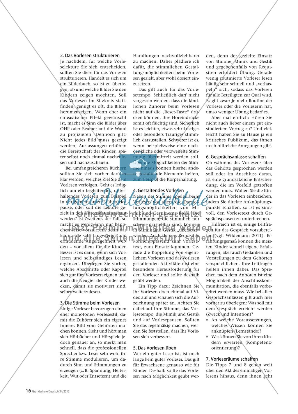 Acht Tipps zum Vorlesen - Anregungen für das Vorlesen in der Schule Preview 2