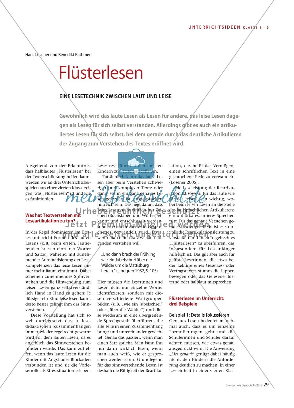 Flüsterlesen - Eine Lesetechnik zwischen laut und leise Preview 1