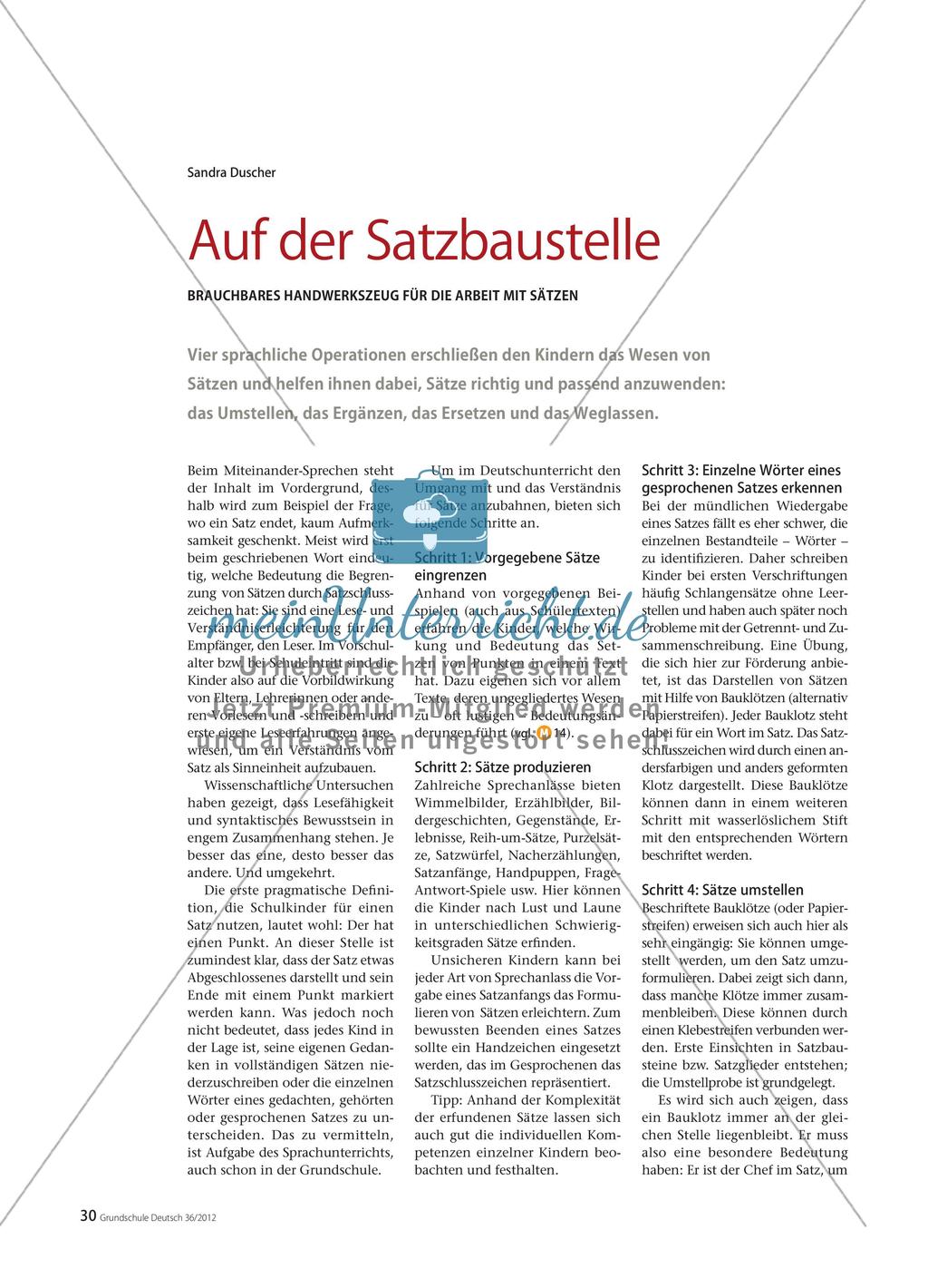 Auf der Satzbaustelle - Brauchbares Handwerkszeug für die Arbeit mit Sätzen Preview 1