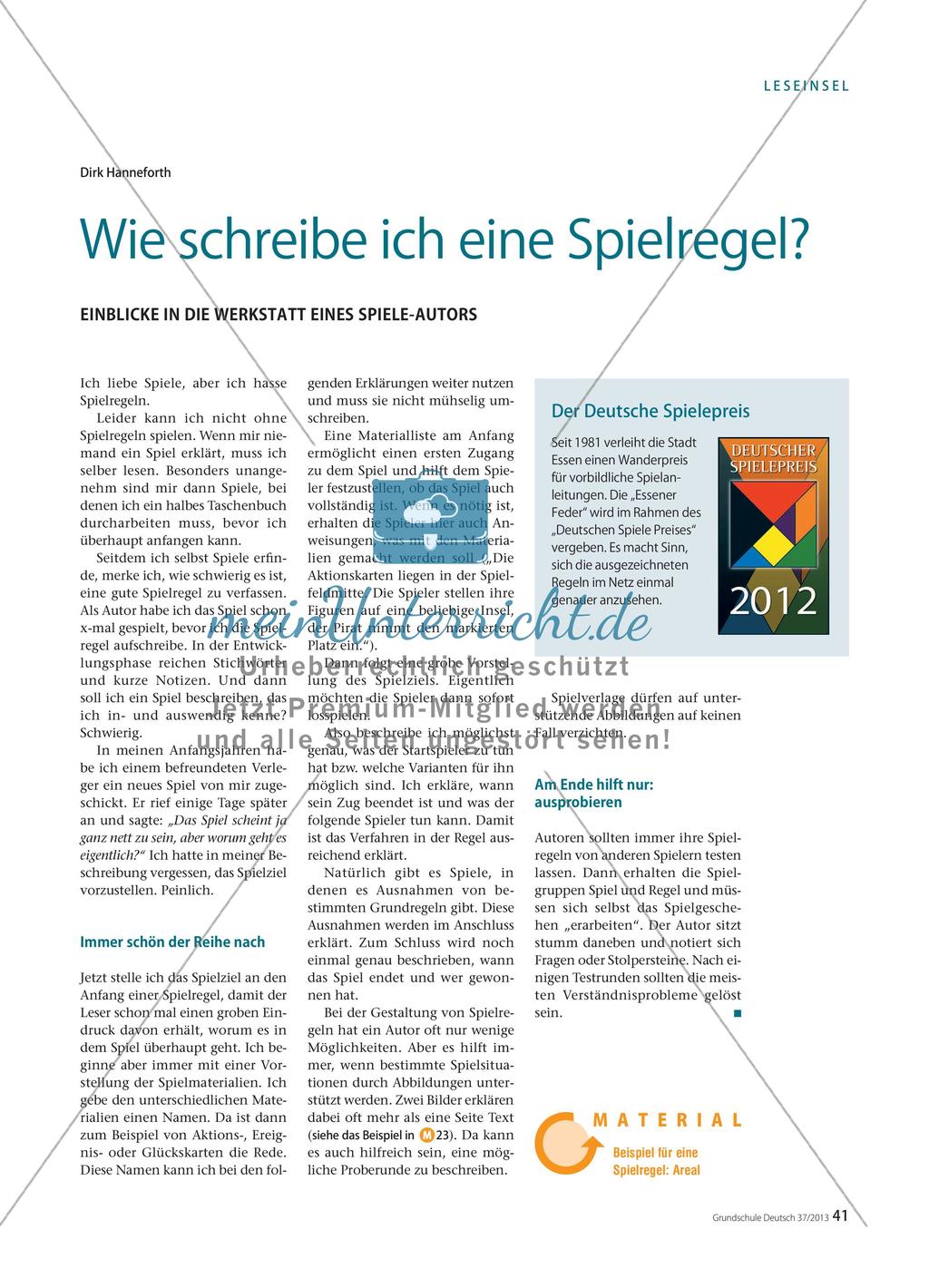 Wie schreibe ich eine Spielregel? - Einblicke in die Werkstatt eines Spiele-Autors Preview 1