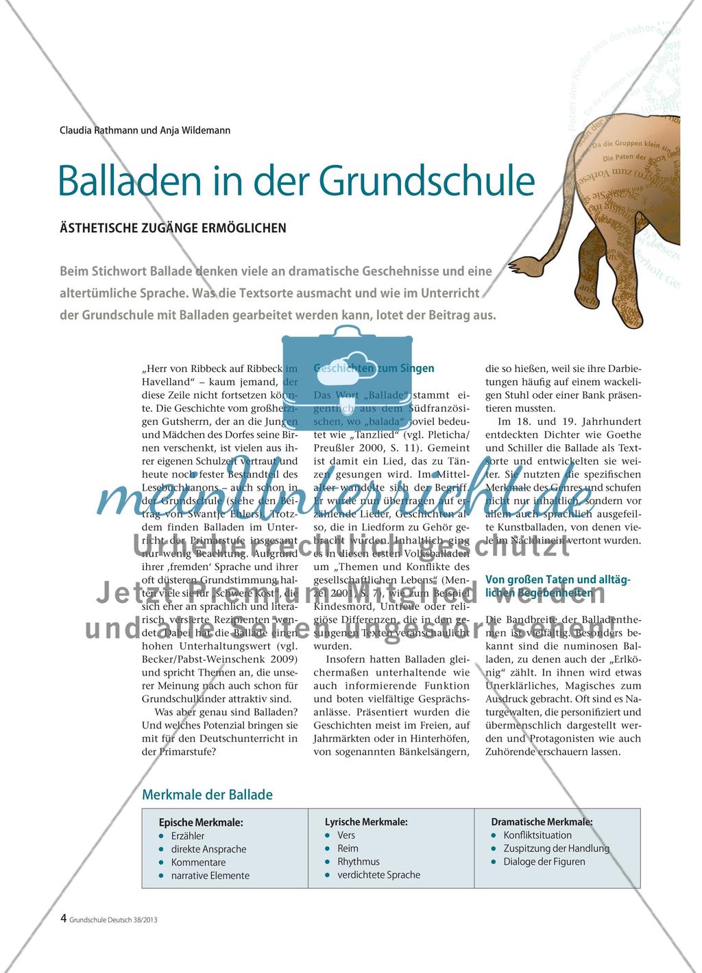 Balladen in der Grundschule: Fachwissenschaft und -didaktik Preview 1
