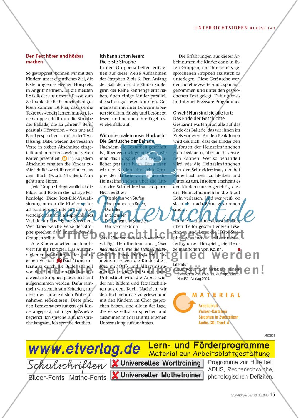Die Heinzelmännchen von Köln: Erarbeitung und Übersetzung einer Ballade in ein Hörbuch Preview 3