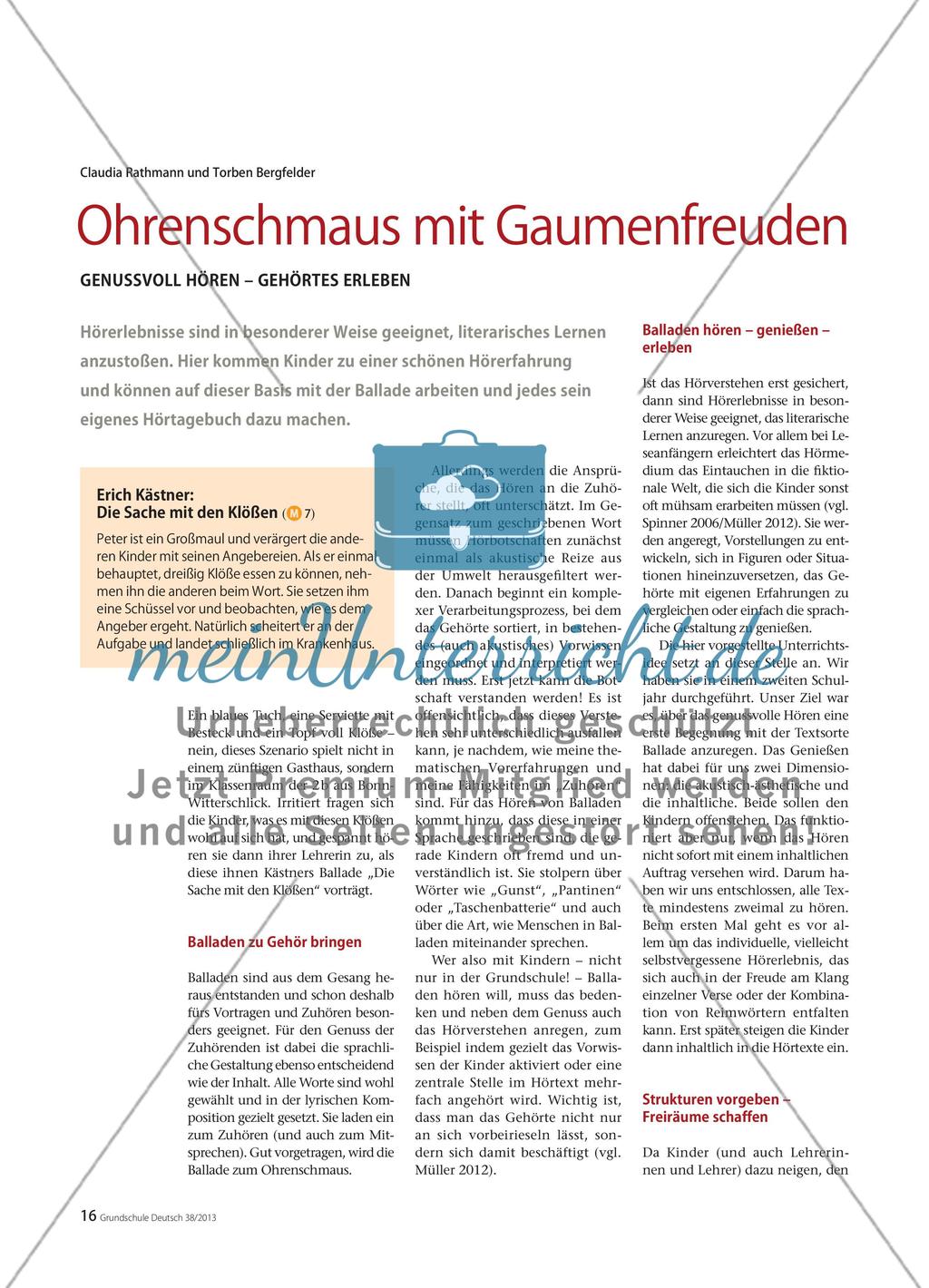 Die Sache mit den Klößen: Hörerlebnisse auf der Basis einer Ballade Preview 1