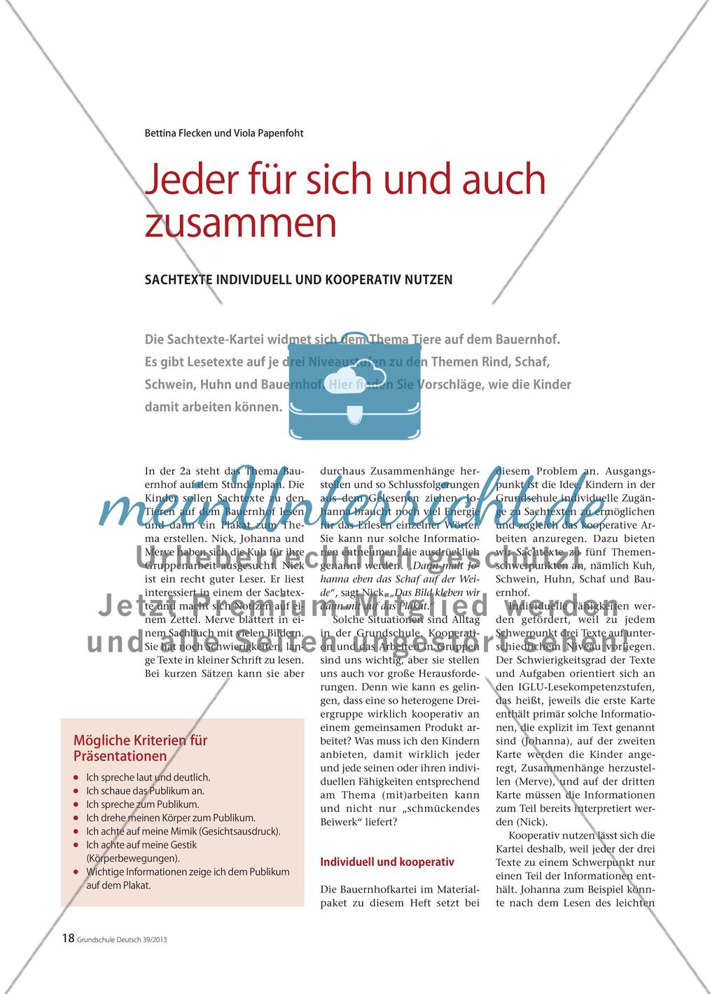 Jeder für sich und auch zusammen - Sachtexte individuell und kooperativ nutzen Preview 1