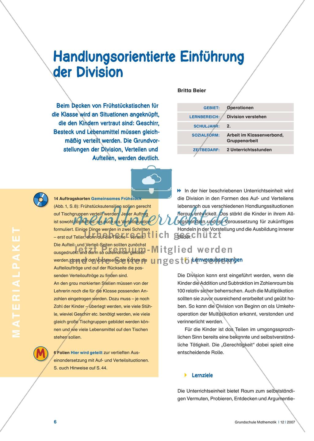 Handlungsorientierte Einführung der Division Preview 1