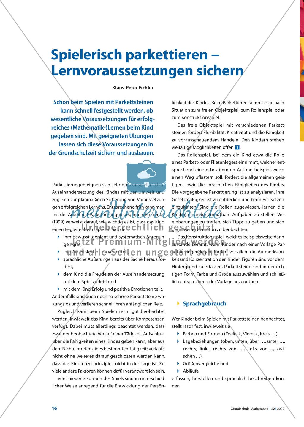 Spielerisch parkettieren − Lernvoraussetzungen sichern Preview 1
