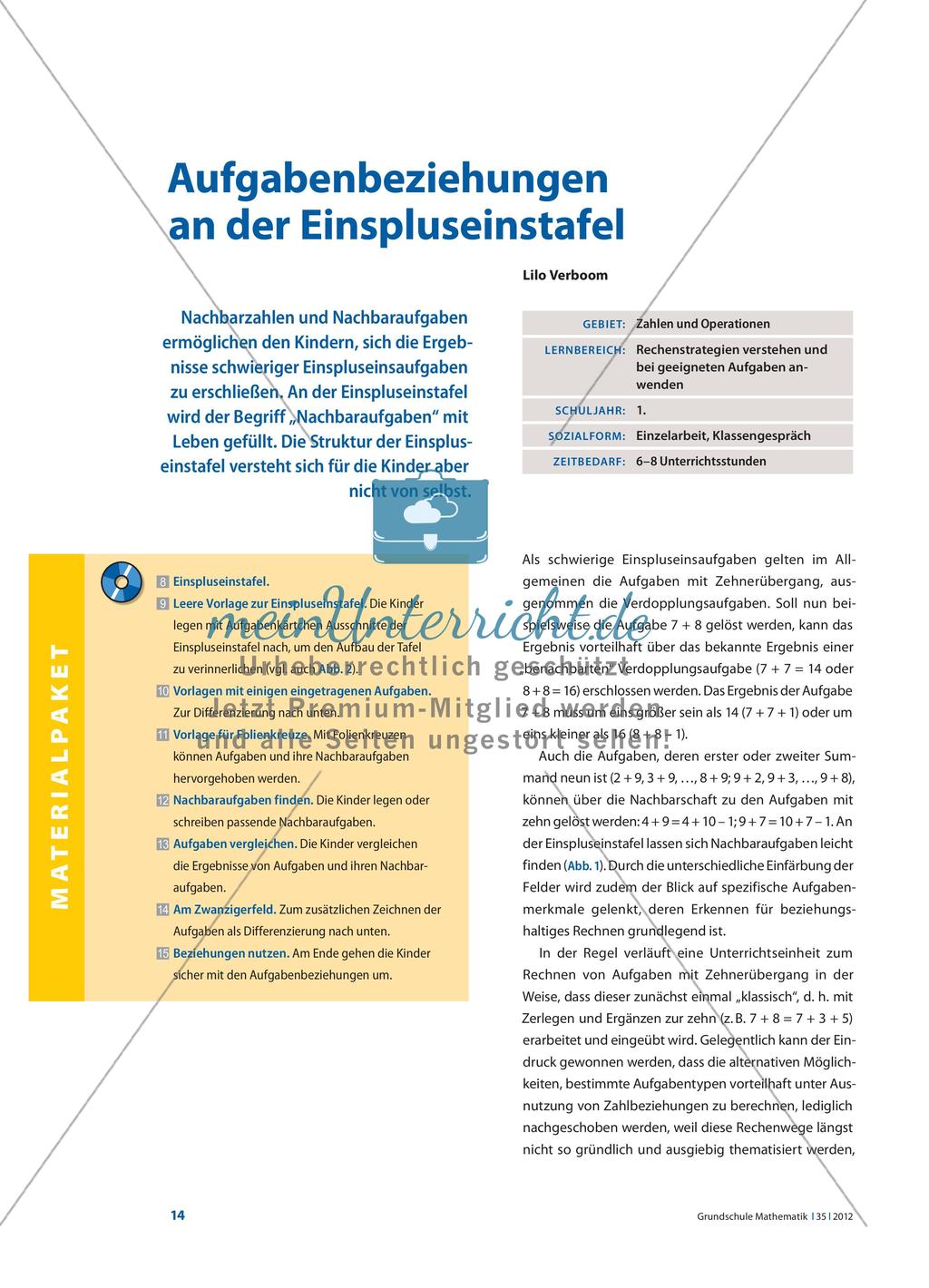 Aufgabenbeziehungen an der Einspluseinstafel Preview 1