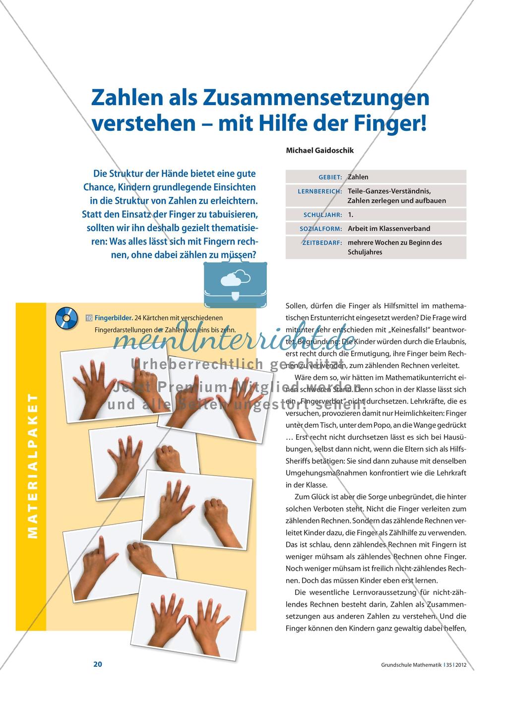 Zahlen als Zusammensetzungen verstehen – mit Hilfe der Finger! Preview 1