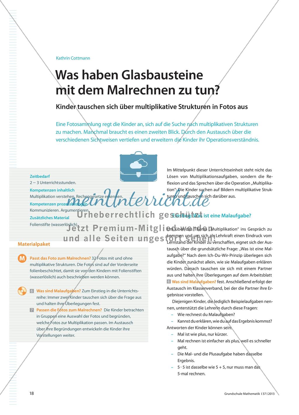 Was haben Glasbausteine mit dem Malrechnen zu tun? - Kinder tauschen sich über multiplikative Strukturen in Fotos aus Preview 1