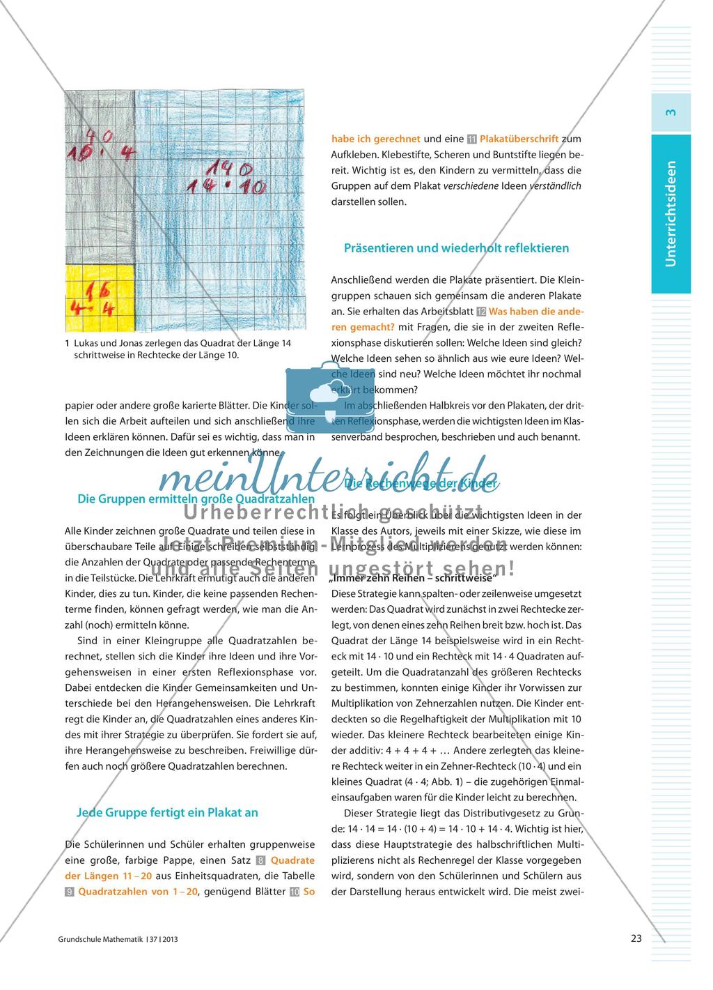 Quadrate aus Quadraten - Einstieg in die Multiplikation großer Zahlen mit Eigenproduktionen Preview 2