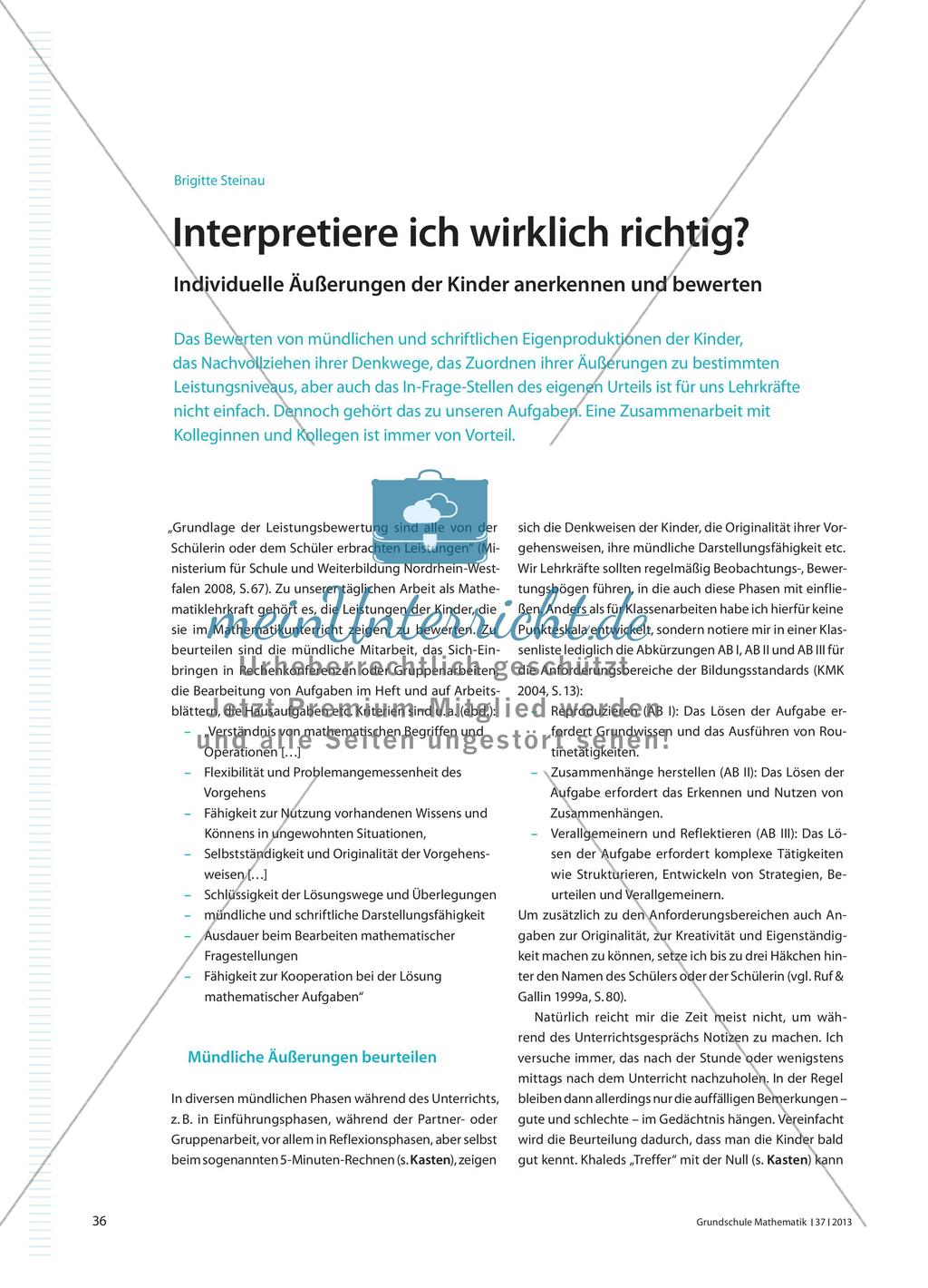 Interpretiere ich wirklich richtig? - Individuelle Äußerungen der Kinder anerkennen und bewerten Preview 1
