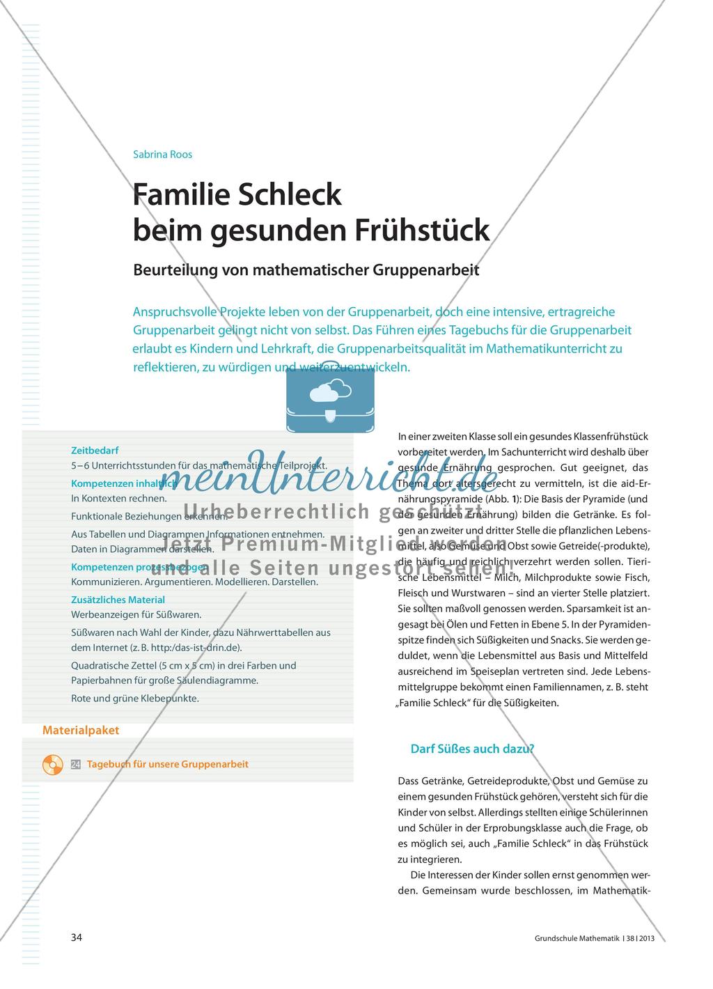 Familie Schleck beim gesunden Frühstück - Beurteilung von mathematischer Gruppenarbeit Preview 1