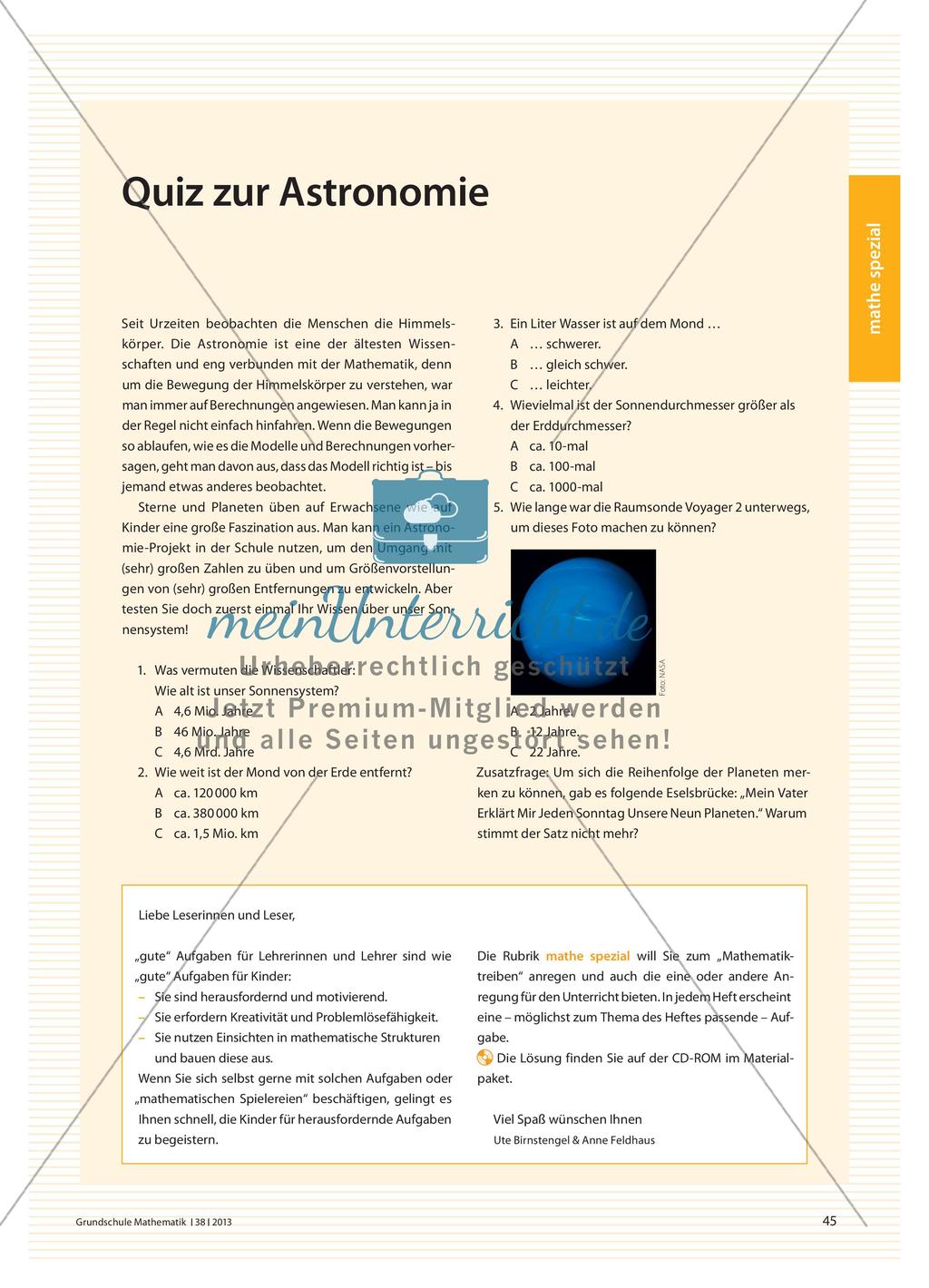 mathe spezial: Quiz zur Astronomie Preview 1
