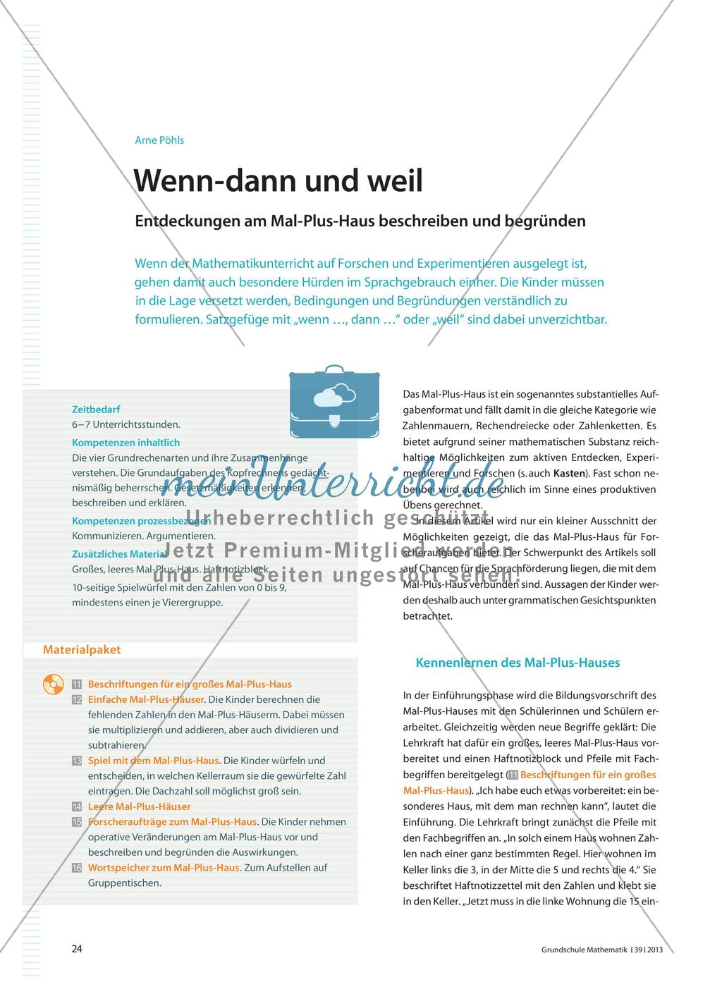 Wenn-dann und weil - Entdeckungen am Mal-Plus-Haus beschreiben und begründen Preview 1