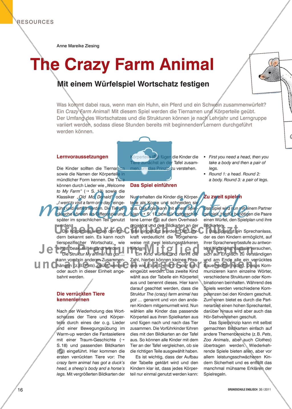 The Crazy Farm Animal - Mit einem Würfelspiel Wortschatz festigen Preview 1