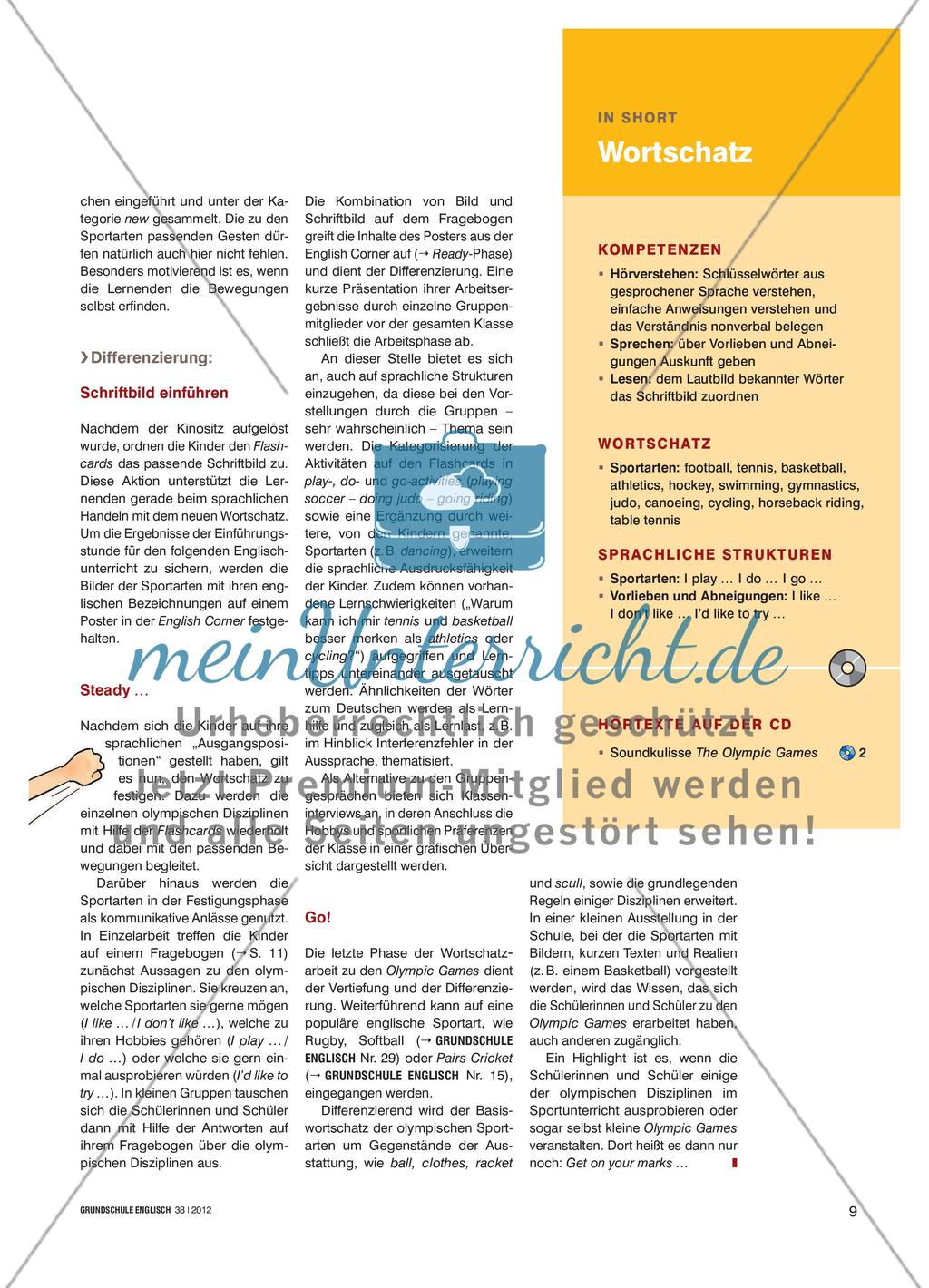 Ready, Steady, Go! - Sportarten-Wortschatz erarbeiten Preview 2
