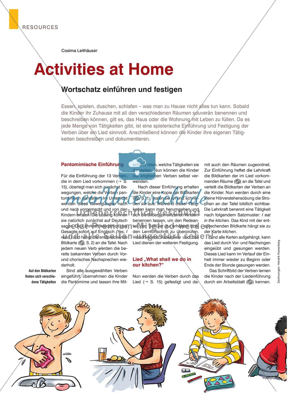 Activities at Home - Wortschatz einführen und festigen Preview 1