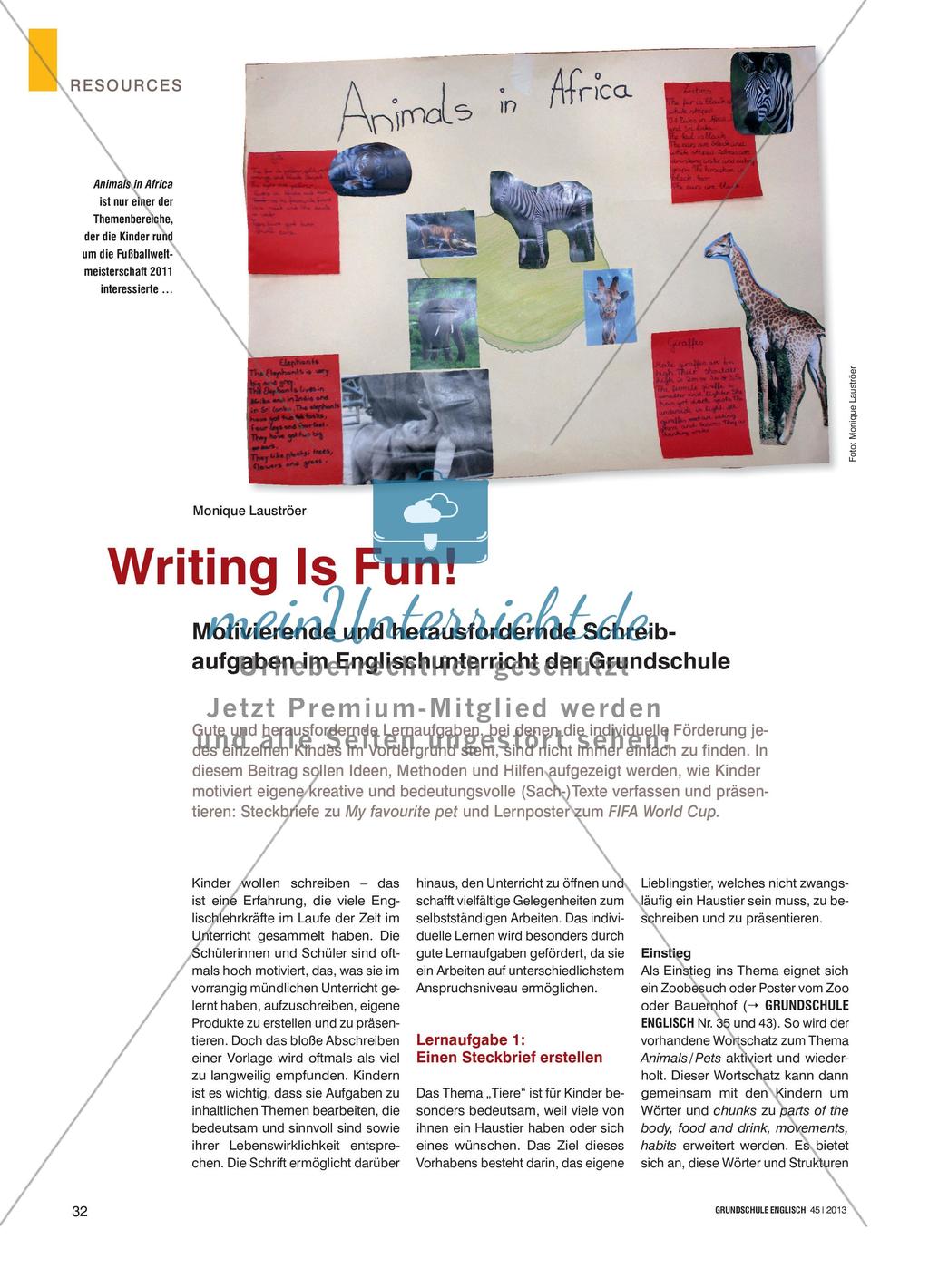 Writing Is Fun! - Motivierende und herausfordernde Schreibaufgaben im Englischunterricht der Grundschule Preview 1