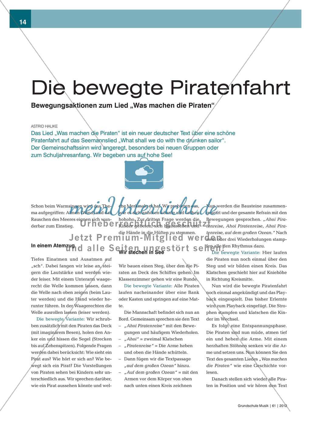Gemeinschaftssinn und Bewegungsaktionen beim Singen des Liedes „Was machen die Piraten“ Preview 1