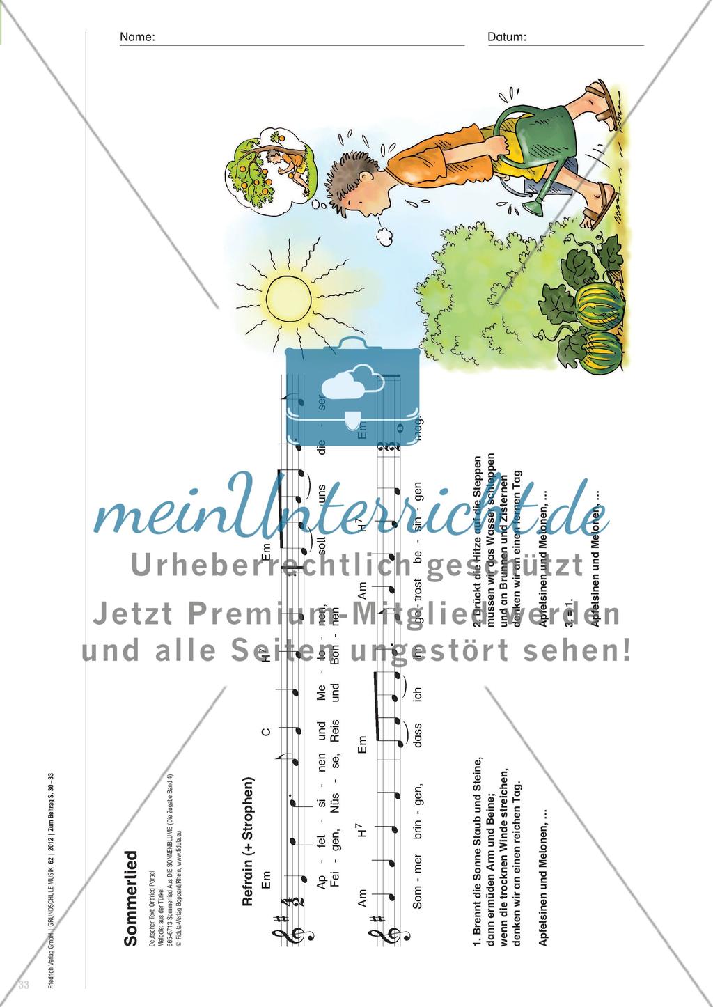 Sommer zwischen großer Hitze und froher Ernte - Ein Lied zum Singen, Musizieren und Nachdenken Preview 4