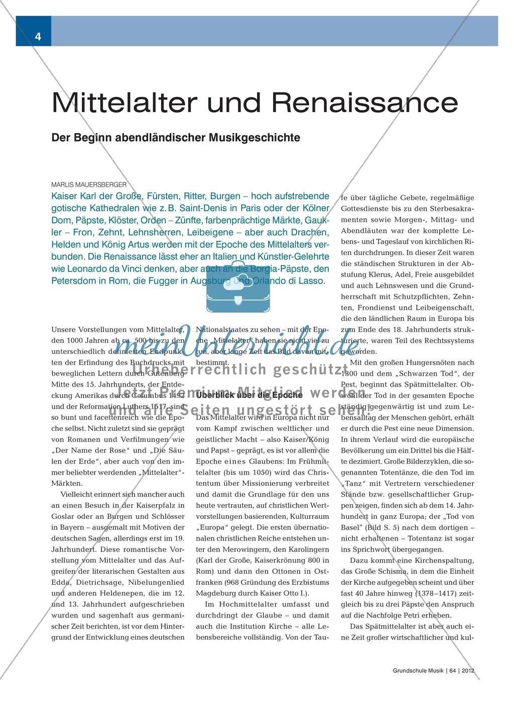 Mittelalter und Renaissance - Der Beginn abendländischer Musikgeschichte Preview 1