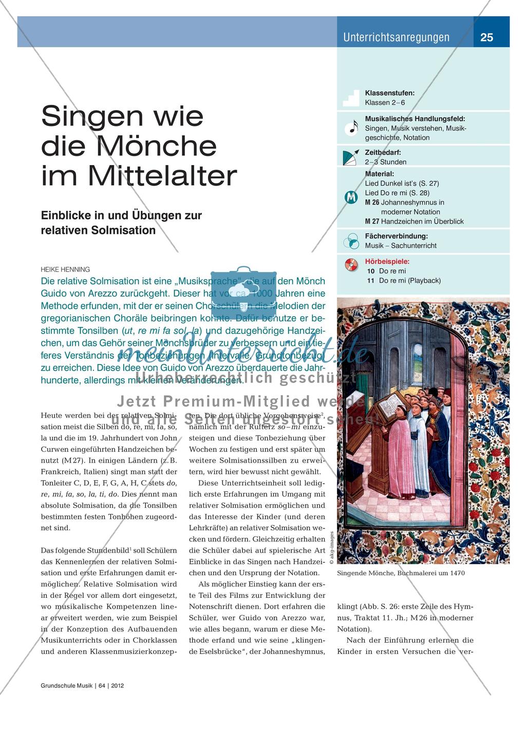 Singen wie die Mönche im Mittelalter - Einblicke in und Übungen zur relativen Solmisation Preview 1