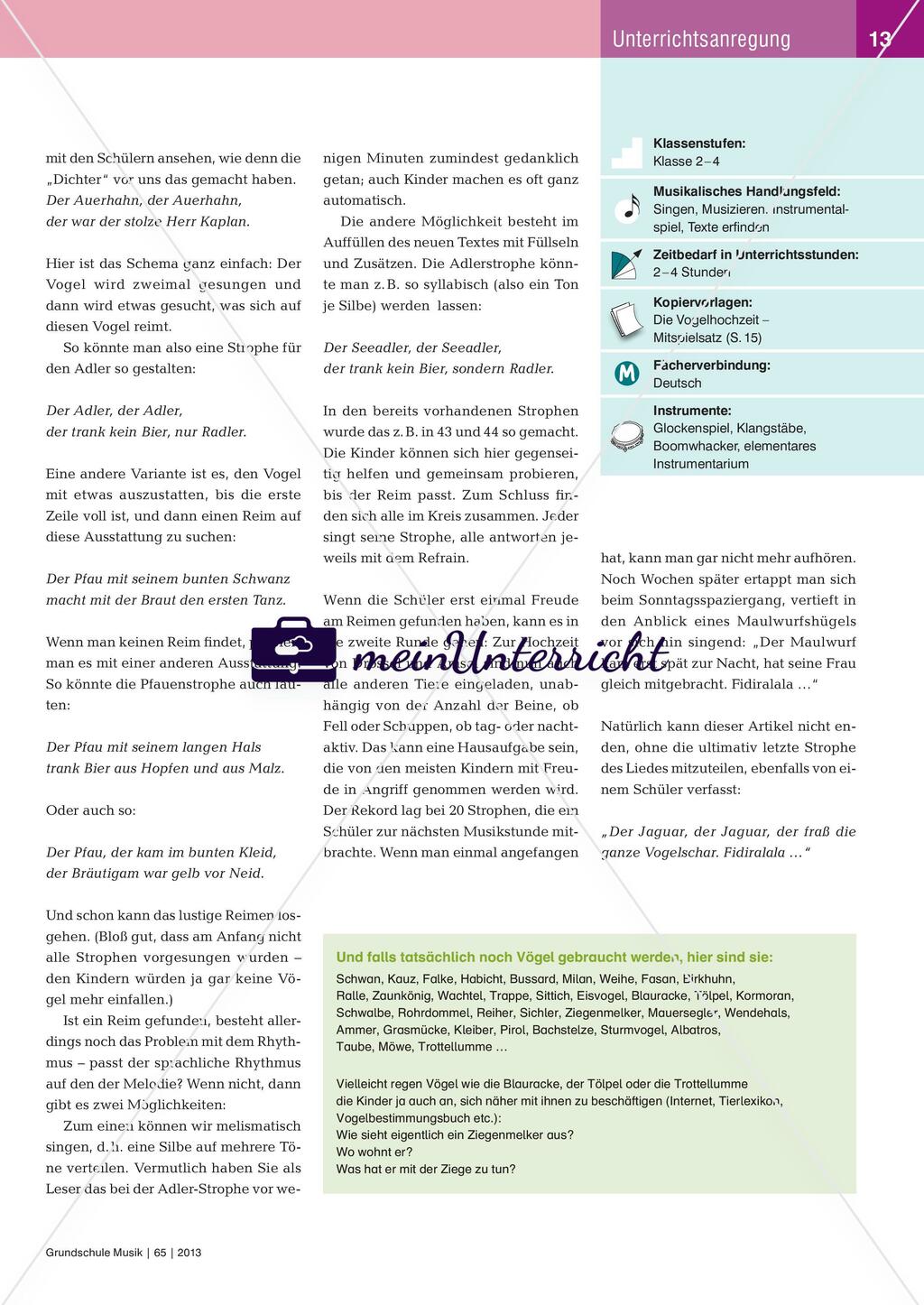 „Ein Vogel wollte Hochzeit machen“ - Die Vogelhochzeit weiterdichten Preview 2