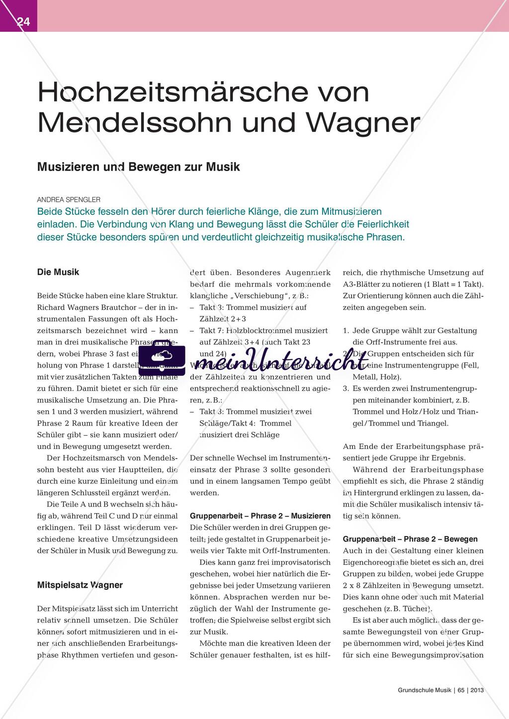 Hochzeitsmärsche von Mendelssohn und Wagner - Musizieren und Bewegen zur Musik Preview 1