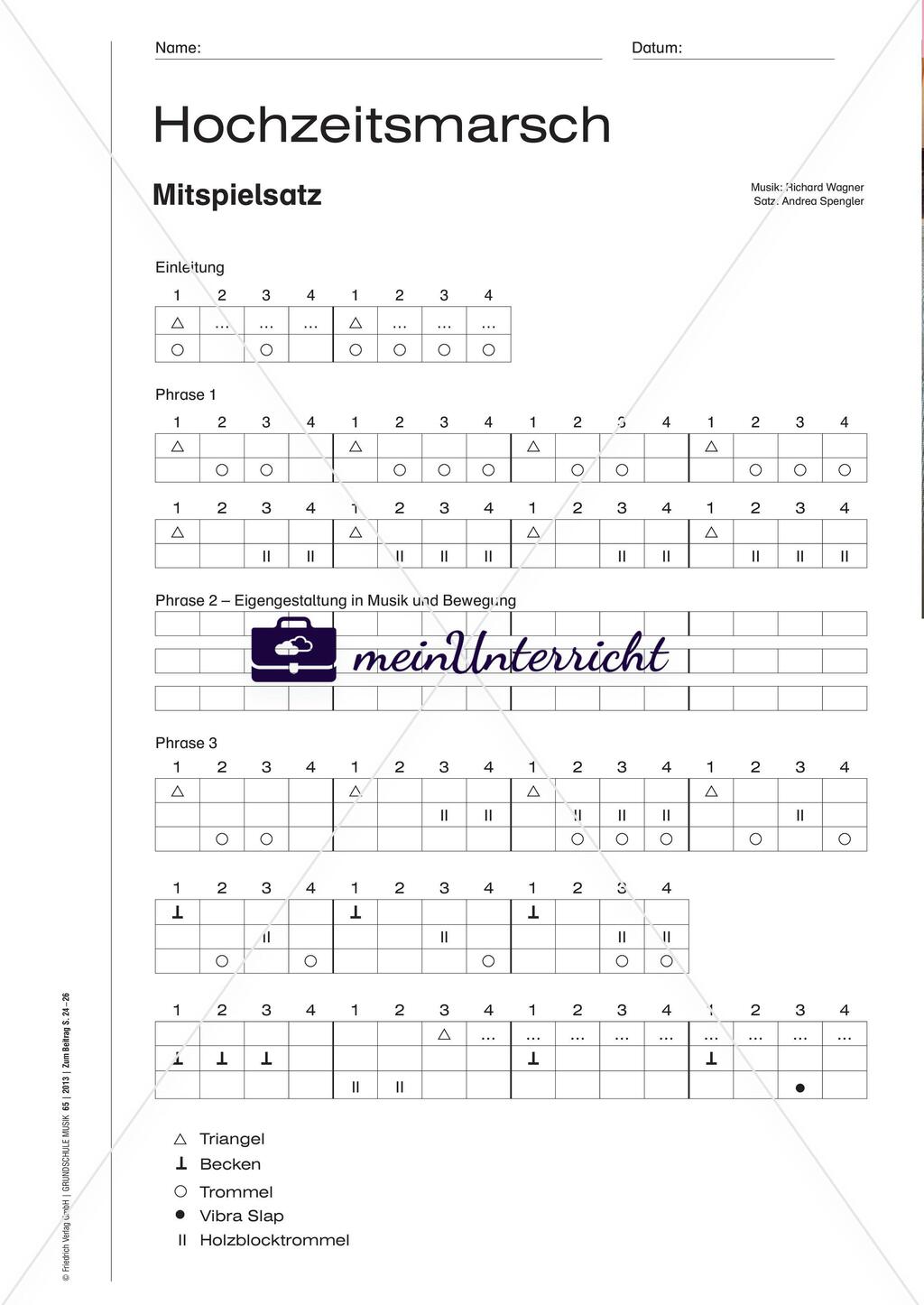 Hochzeitsmärsche von Mendelssohn und Wagner - Musizieren und Bewegen zur Musik Preview 3