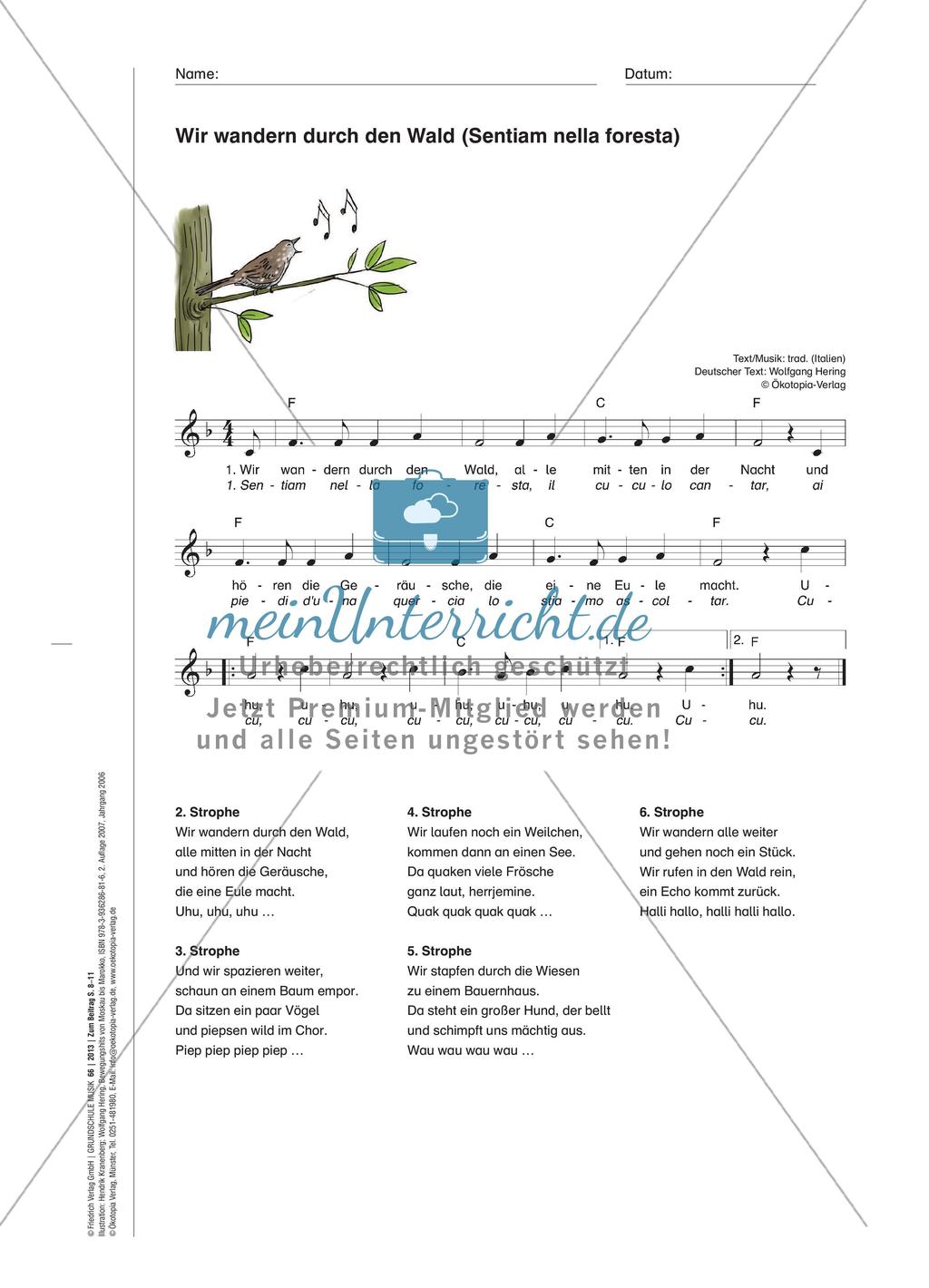 Zwei Waldlieder zum Mitspielen und Mitsingen im Anfangsunterricht Preview 4