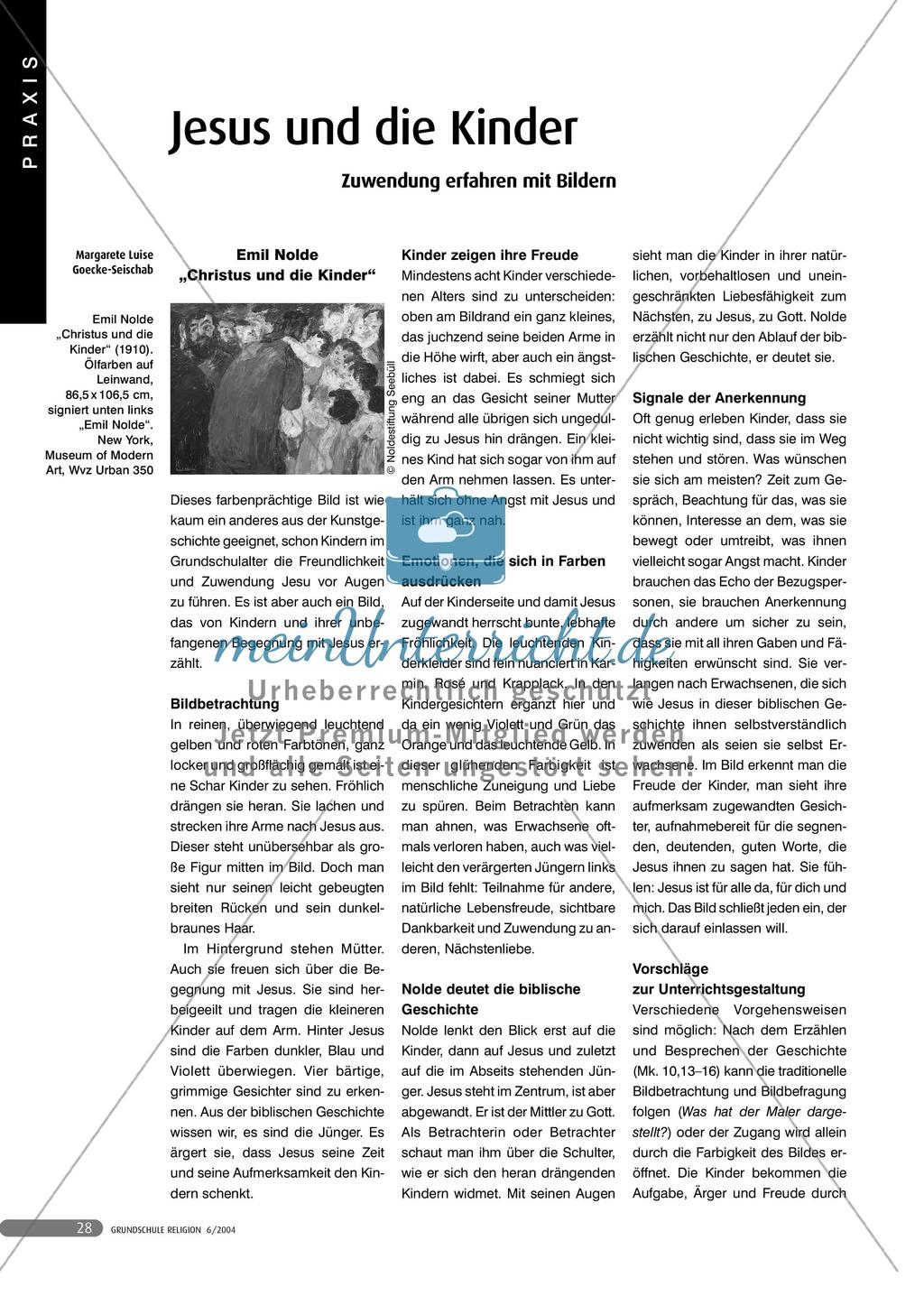 Jesus und die Kinder - Zuwendung erfahren mit Bildern Preview 1