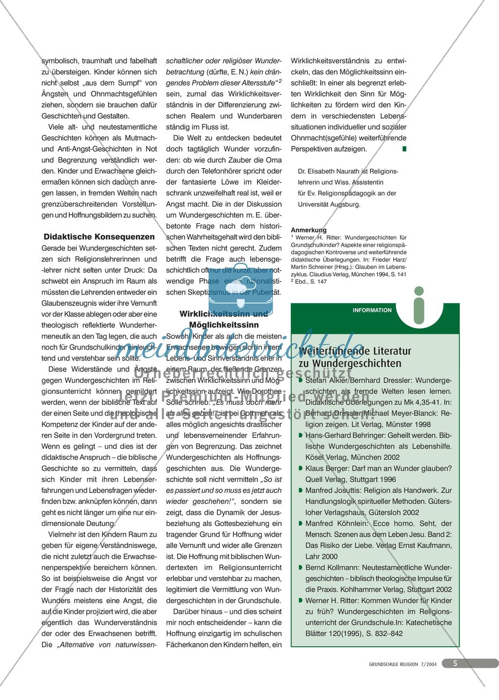 WUNDER als Hoffnungsgeschichten - Wundergeschichten im Grundschulunterricht Preview 2