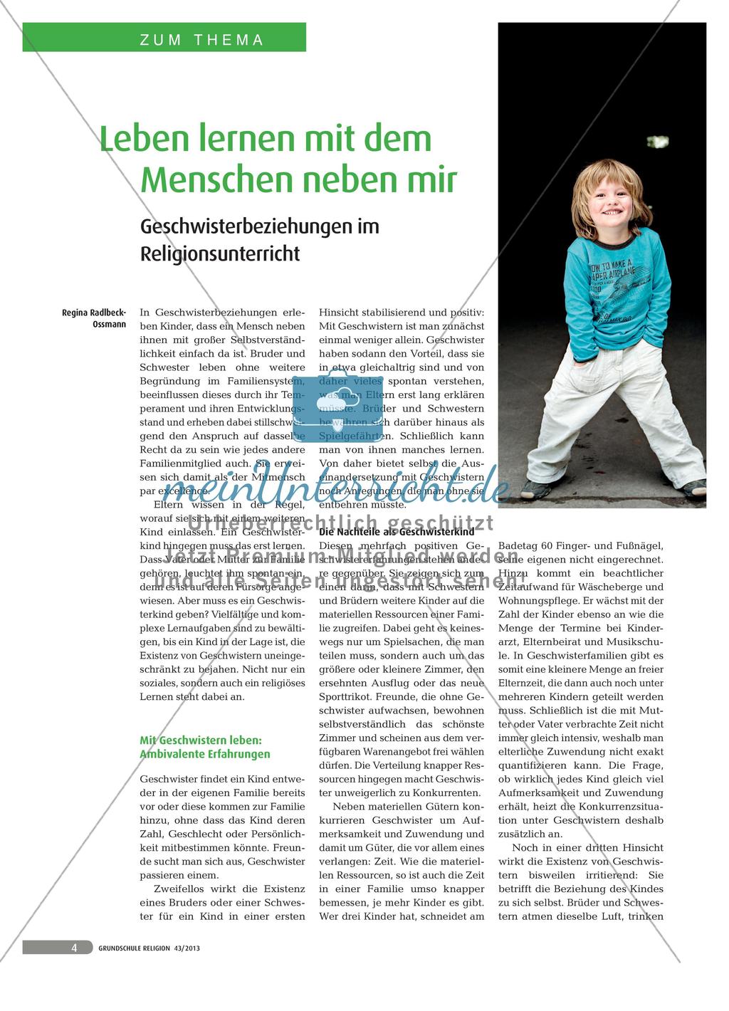 Leben lernen mit dem Menschen neben mir - Geschwisterbeziehungen im Religionsunterricht Preview 1