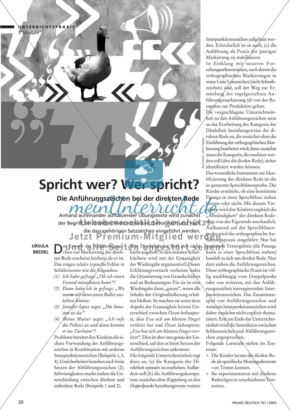 Spricht wer? Wer spricht? - Die Anführungszeichen bei der direkten Rede Preview 1