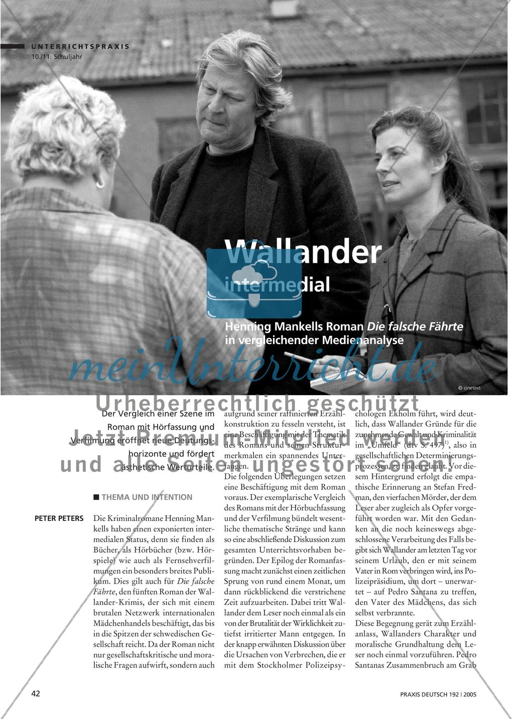Wallander intermedial - Henning Mankells Roman Die falsche Fährte in vergleichender Medienanalyse Preview 1