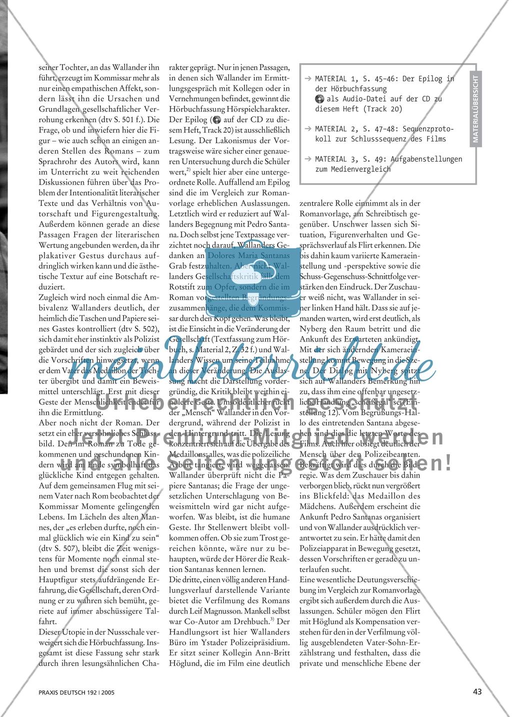 Wallander intermedial - Henning Mankells Roman Die falsche Fährte in vergleichender Medienanalyse Preview 2